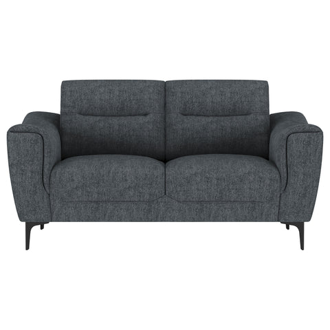 Carmen Upholstered Sloped Track Arm Loveseat Charcoal
