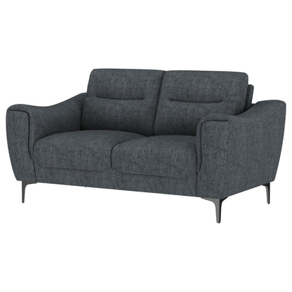 Carmen Upholstered Sloped Track Arm Loveseat Charcoal