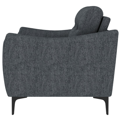 Carmen Upholstered Sloped Track Arm Loveseat Charcoal