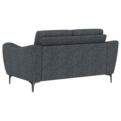 Carmen Upholstered Sloped Track Arm Loveseat Charcoal