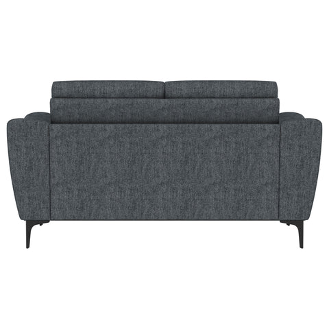 Carmen Upholstered Sloped Track Arm Loveseat Charcoal