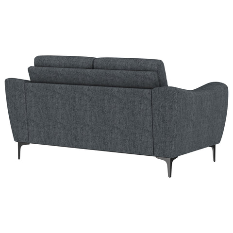 Carmen Upholstered Sloped Track Arm Loveseat Charcoal
