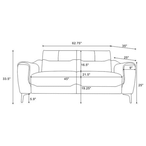 Carmen Upholstered Sloped Track Arm Loveseat Charcoal