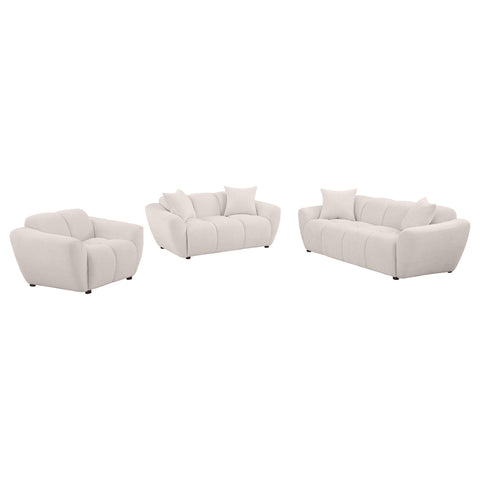 Hobson 3-piece Chenille Splayed Arm Sofa Set Greige