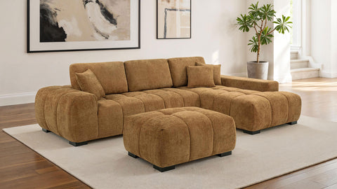 Schwartzman Upholstered Rectangular Ottoman Amber