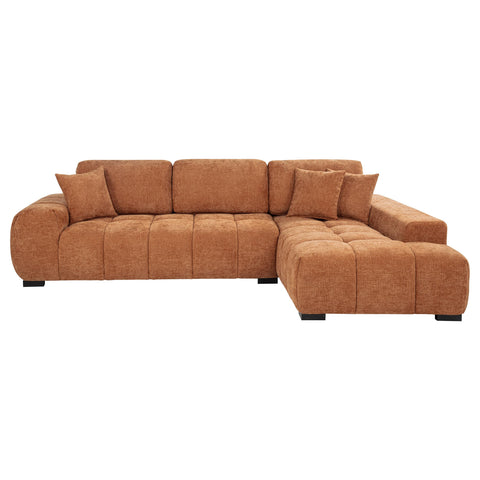 Schwartzman Upholstered Sectional Chaise Sofa Orange