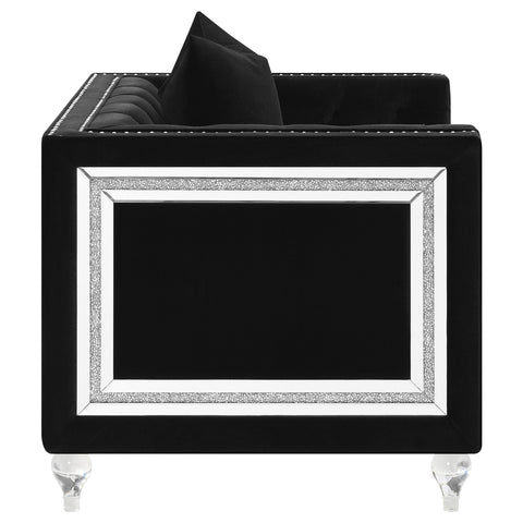 Serene Upholstered Tufted Tuxedo Arm Accent Chair Black