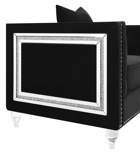 Serene Upholstered Tufted Tuxedo Arm Accent Chair Black