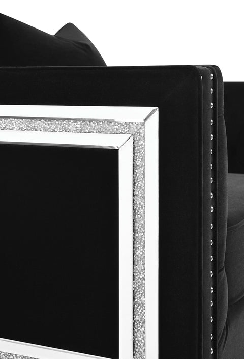Serene Upholstered Tufted Tuxedo Arm Accent Chair Black