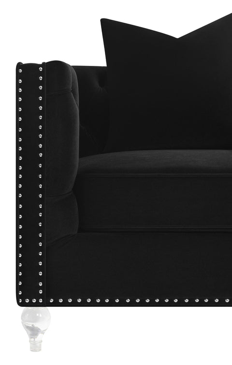 Serene Upholstered Tufted Tuxedo Arm Accent Chair Black
