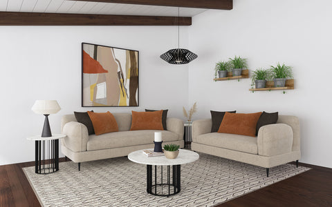 Keene 2-piece Chenille Upholstered Sofa Set Latte