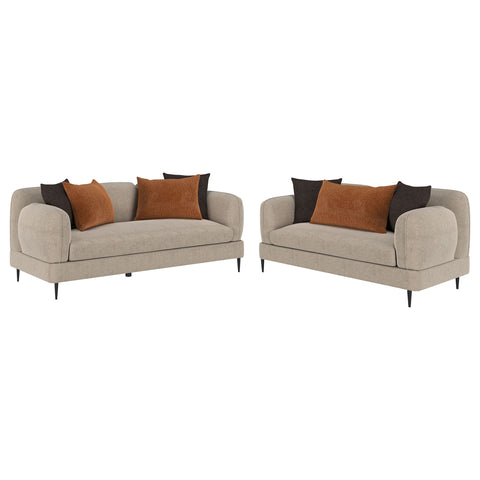 Keene 2-piece Chenille Upholstered Sofa Set Latte