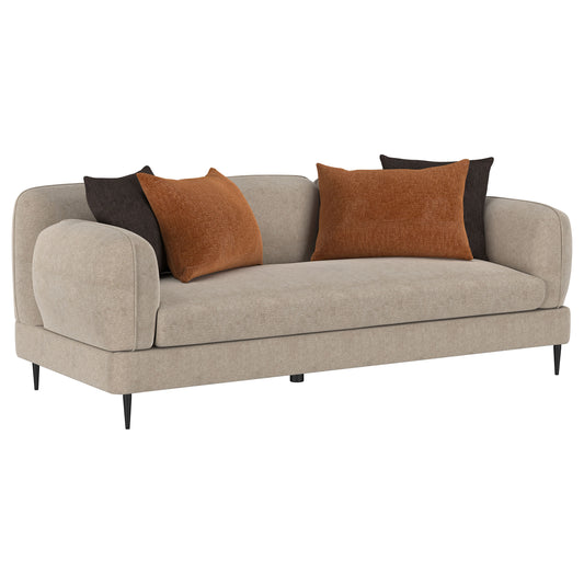 Keene Chenille Upholstered Sculpted Track Arm Sofa Latte