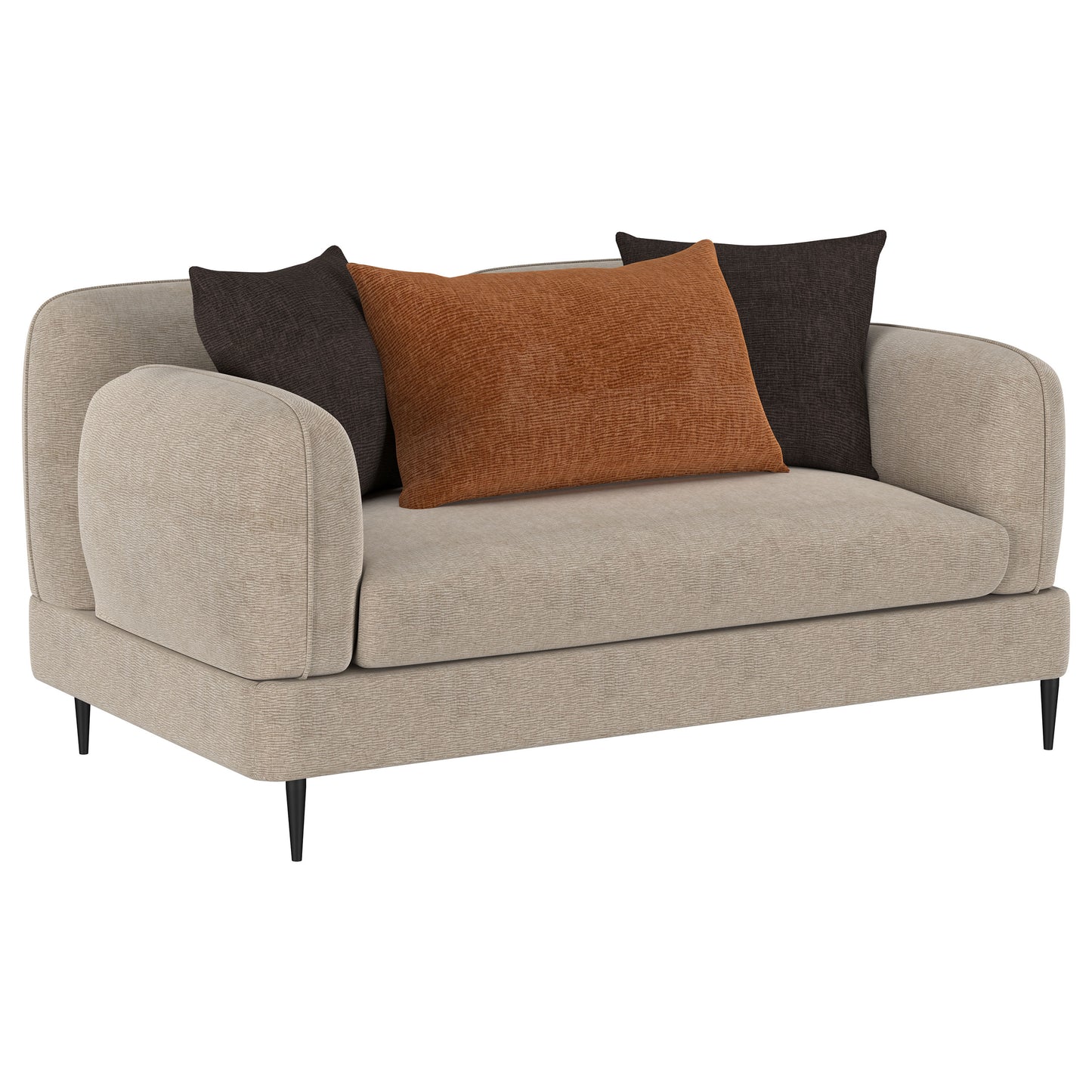 keene chenille upholstered sculpted track arm loveseat latte
