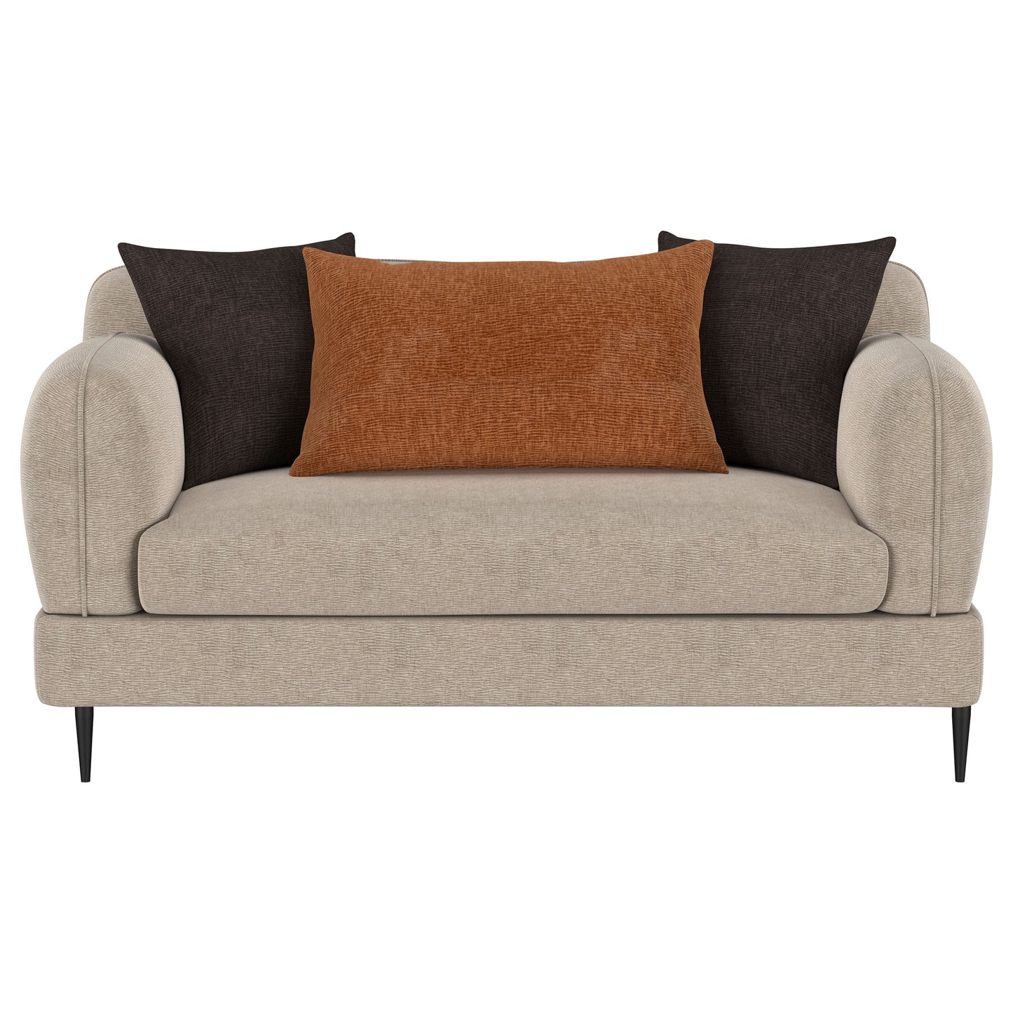 keene chenille upholstered sculpted track arm loveseat latte