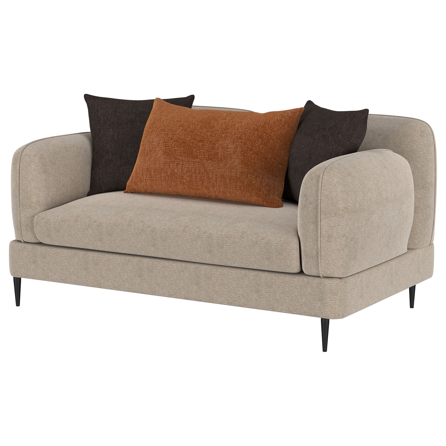 keene chenille upholstered sculpted track arm loveseat latte