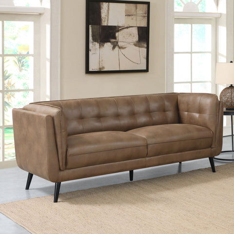 Althea Upholstered Tuxedo Arm Tufted Sofa BrownBrown