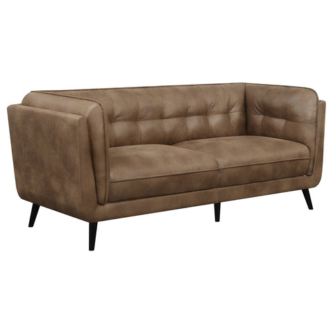 Althea Upholstered Tuxedo Arm Tufted Sofa BrownBrown