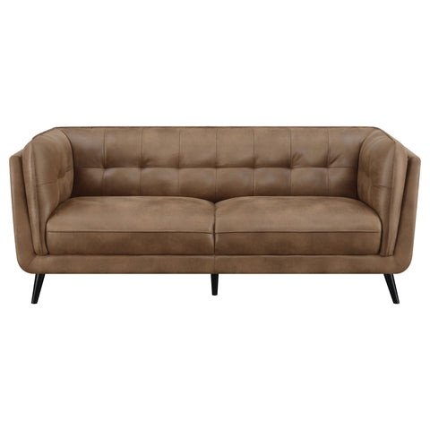 Althea Upholstered Tuxedo Arm Tufted Sofa BrownBrown