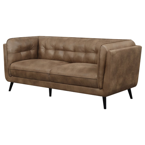 Althea Upholstered Tuxedo Arm Tufted Sofa BrownBrown