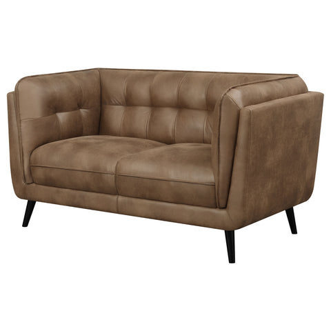 Althea Upholstered Tuxedo Arm Tufted Loveseat BrownBrown