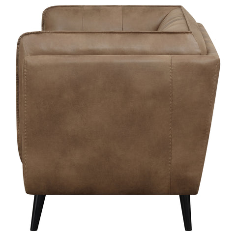 Althea Upholstered Tuxedo Arm Tufted Loveseat BrownBrown