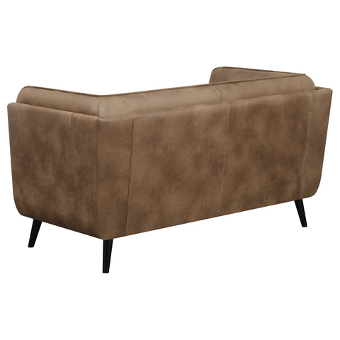 Althea Upholstered Tuxedo Arm Tufted Loveseat BrownBrown