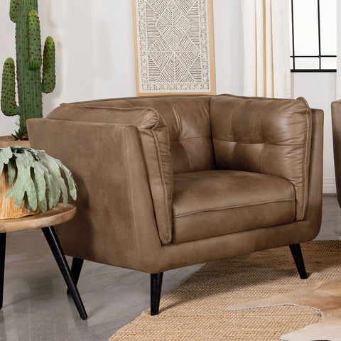 Althea Upholstered Tuxedo Arm Tufted Accent Chair BrownBrown