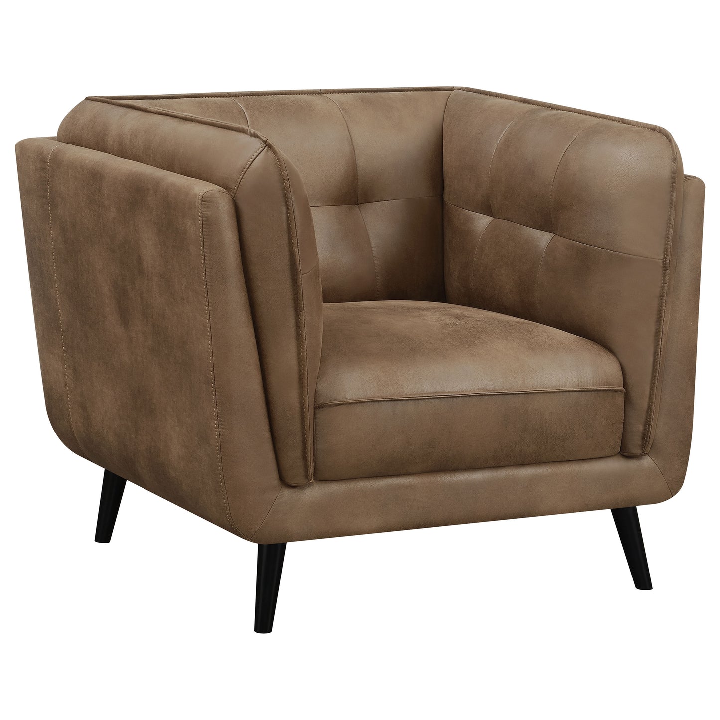 althea upholstered tuxedo arm tufted accent chair brownbrown