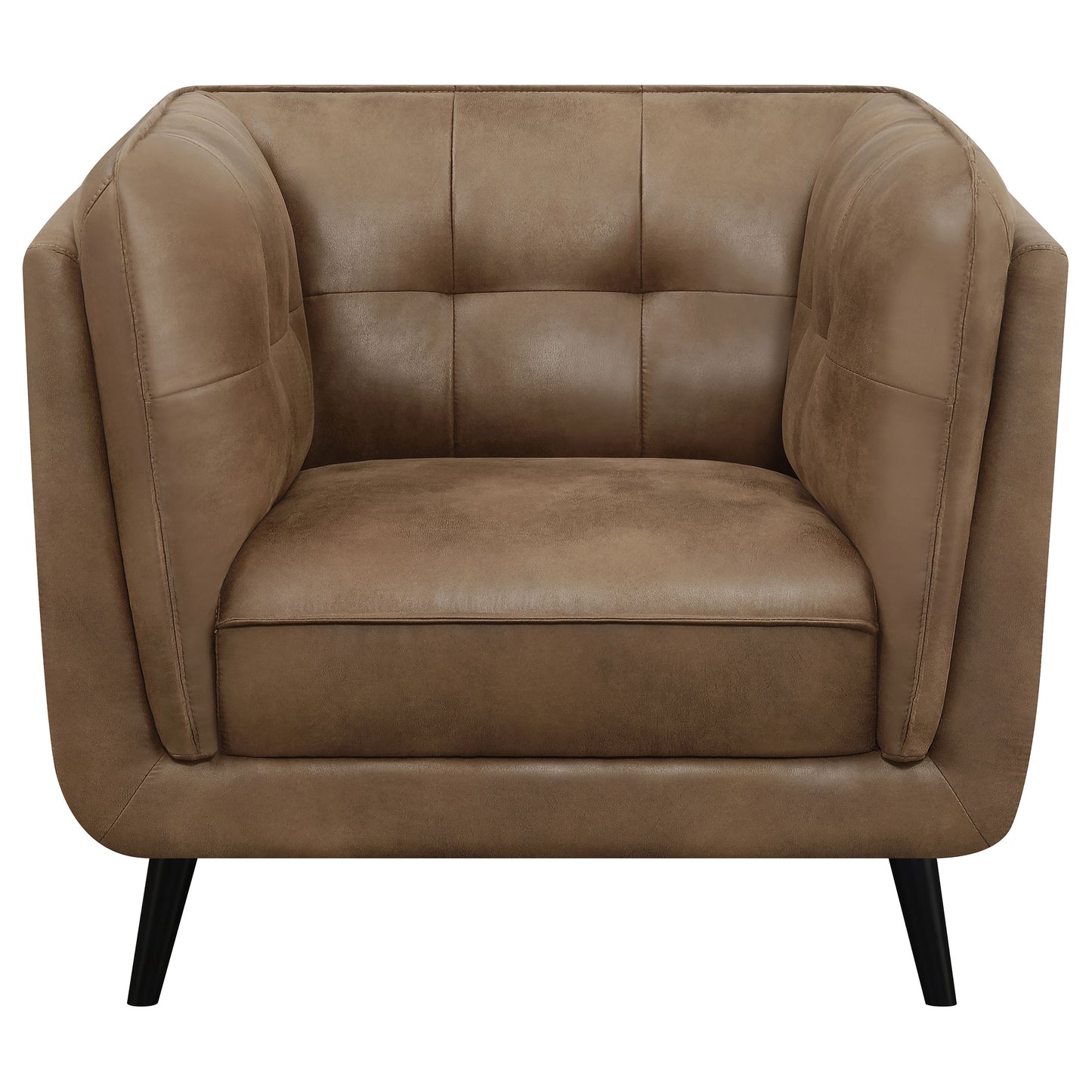 althea upholstered tuxedo arm tufted accent chair brownbrown