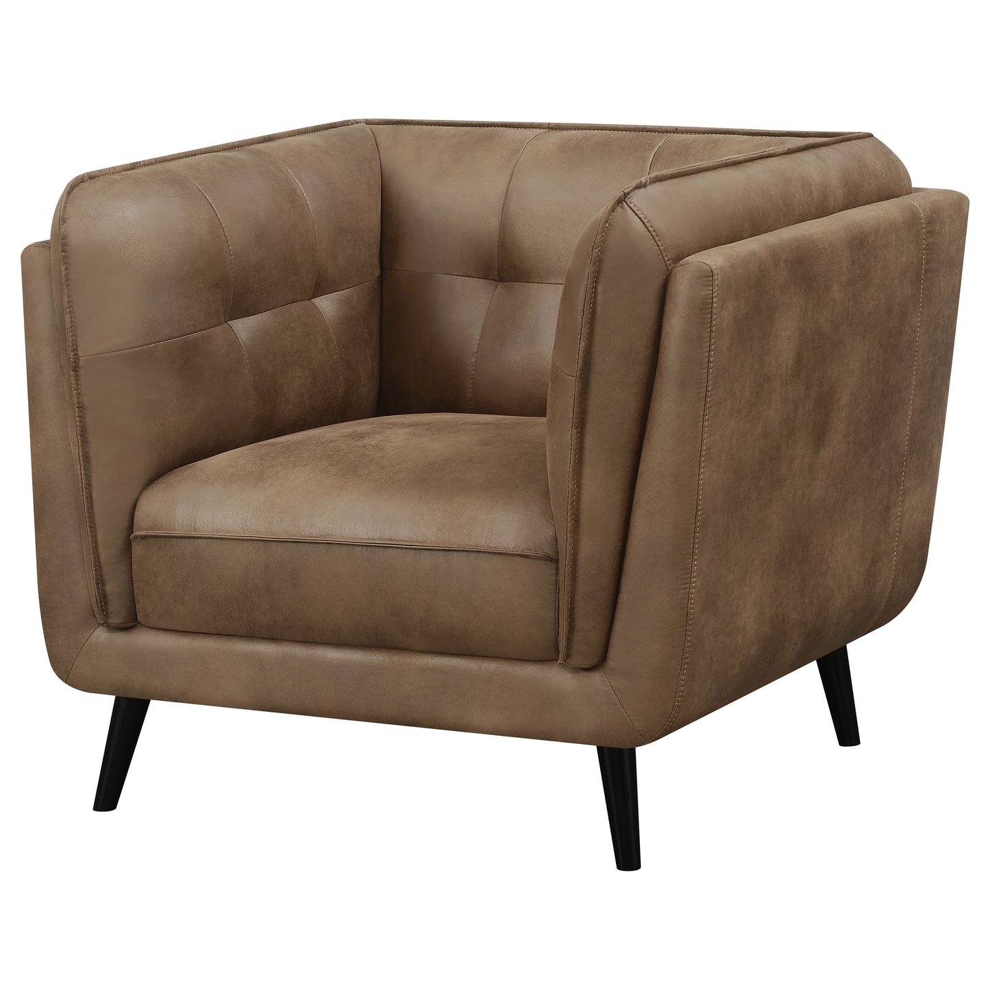 althea upholstered tuxedo arm tufted accent chair brownbrown