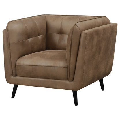 Althea Upholstered Tuxedo Arm Tufted Accent Chair BrownBrown