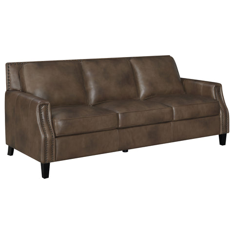 Avalon 2-piece Upholstered Recessed Arm Sofa Set Brown SugarBrown Sugar