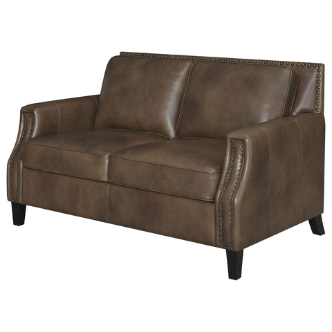 Avalon Upholstered Recessed Arm Loveseat Brown SugarBrown Sugar