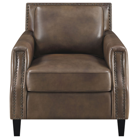 Avalon Upholstered Recessed Arm Accent Chair Brown SugarBrown Sugar