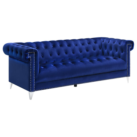 Everly Upholstered Tuxedo Arm Tufted Sofa BlueBlue