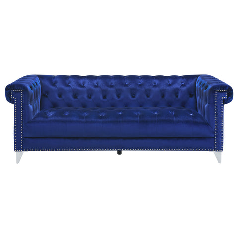 Everly Upholstered Tuxedo Arm Tufted Sofa BlueBlue