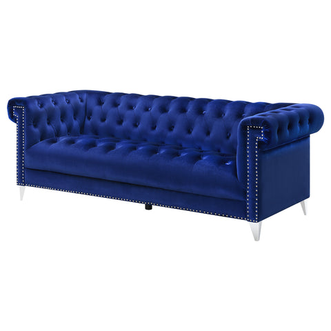Everly Upholstered Tuxedo Arm Tufted Sofa BlueBlue