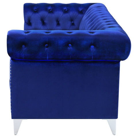 Everly Upholstered Tuxedo Arm Tufted Sofa BlueBlue