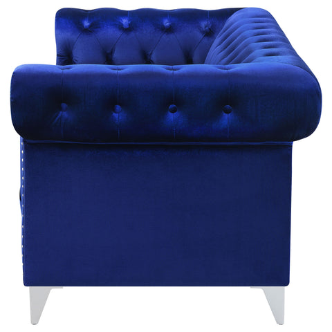 Everly Upholstered Tuxedo Arm Tufted Loveseat BlueBlue