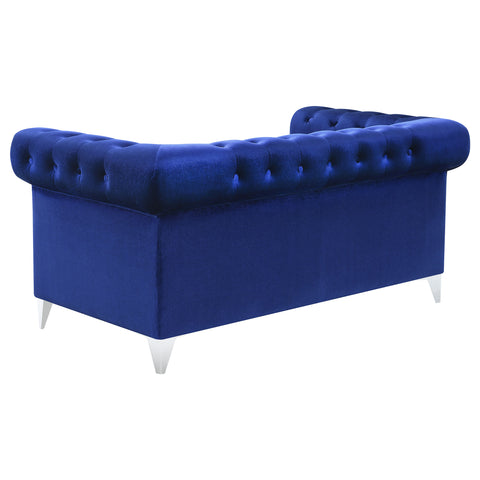 Everly Upholstered Tuxedo Arm Tufted Loveseat BlueBlue