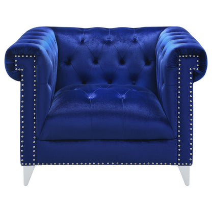 Everly Upholstered Tuxedo Arm Tufted Accent Chair BlueBlue