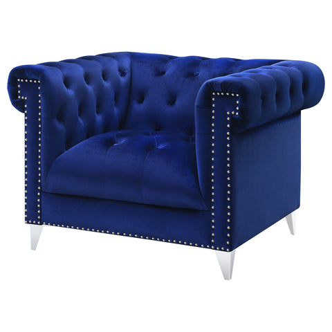 Everly Upholstered Tuxedo Arm Tufted Accent Chair BlueBlue