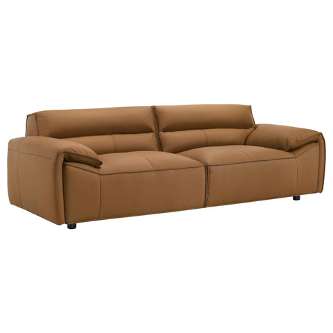 Delroy Top Grain Leather Upholstered Sofa Orange