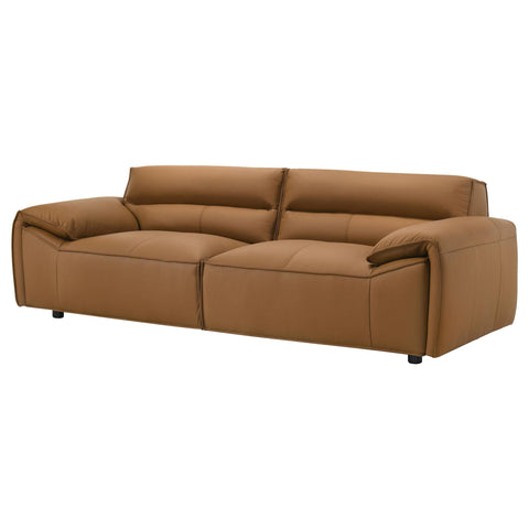Delroy Top Grain Leather Upholstered Sofa Orange