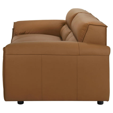 Delroy Top Grain Leather Upholstered Sofa Orange