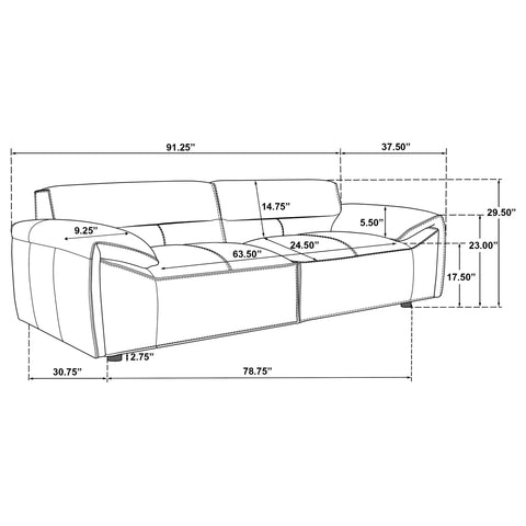 Delroy Top Grain Leather Upholstered Sofa Orange