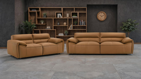 Delroy Top Grain Leather Upholstered Sofa Orange