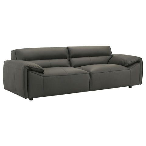 Delroy Top Grain Leather Upholstered Sofa Graphite