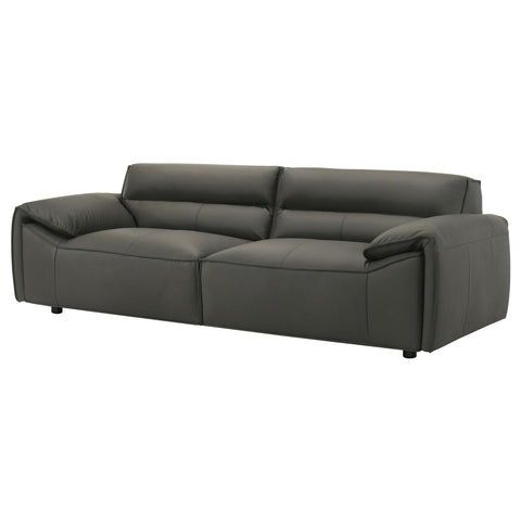 Delroy Top Grain Leather Upholstered Sofa Graphite